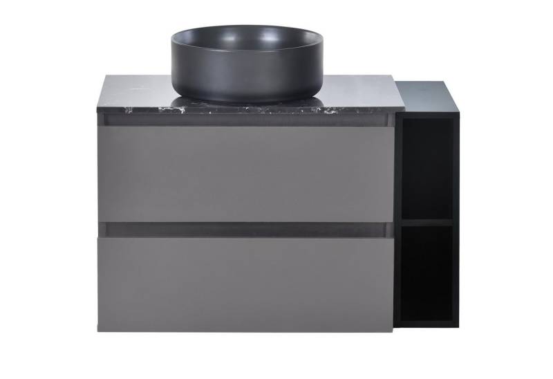 MODFU Waschbeckenunterschrank hängend 80cm breit (Badezimmerschrankmit Keramikwaschbecken, mit Schubladen) von MODFU