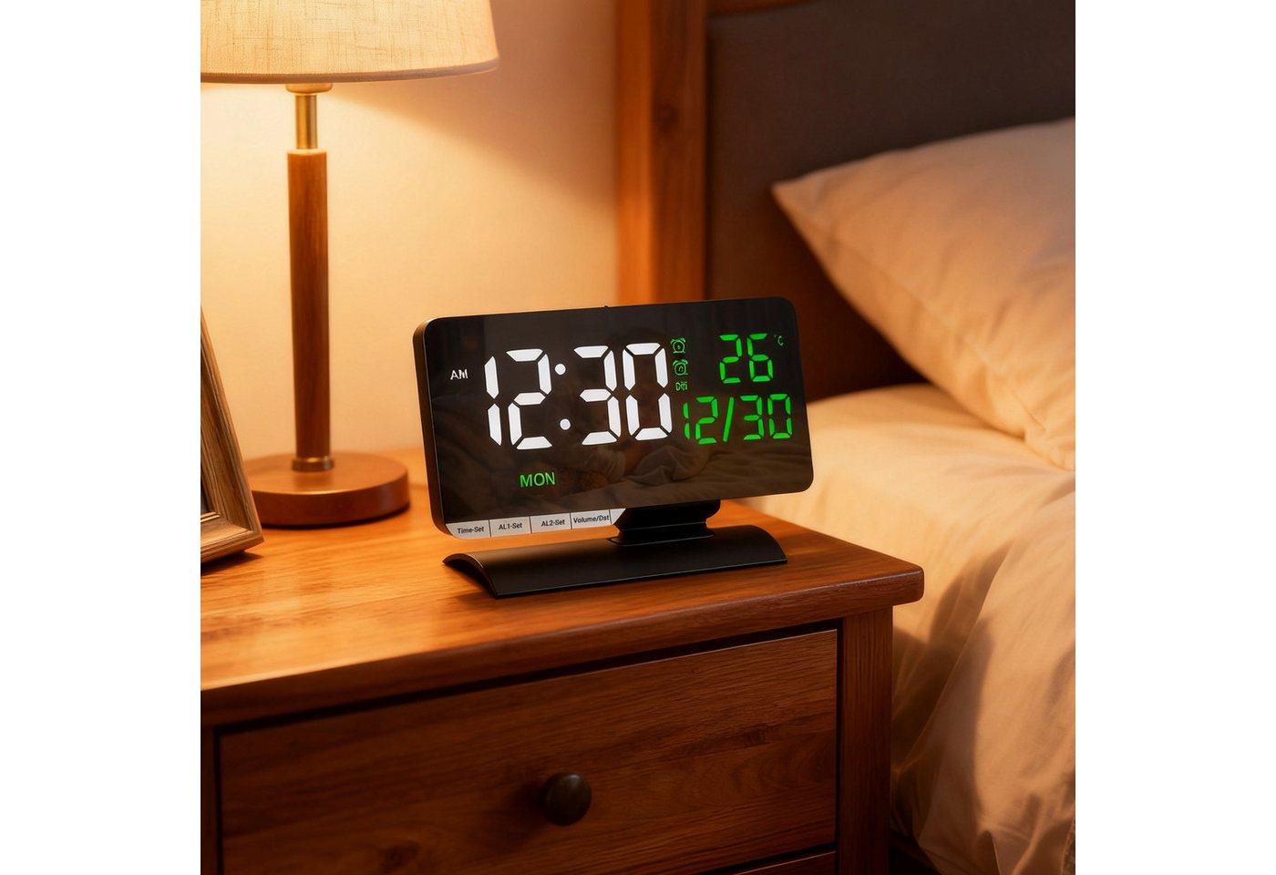 MODFU Wecker Digitalwecker Tischwecker LED-Wecker Schlafzimmerwecker mit Kalender mit 7,3"-LED-Display Doppelalarm Snooze automatische Dimmung MODFU Wecker Digitalwecker Tischwecker LED-Wecker Schlafzimmerwecker mit Kalender mit 7,3"-LED-Display Doppelalarm Snooze automatische Dimmung von MODFU