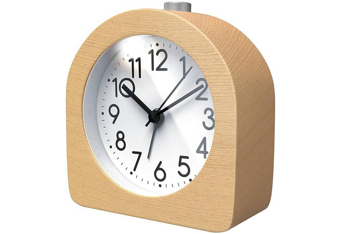 MODFU Wecker Analog Tischuhr Reisewecker Alarm Uhr Clock Nachttisch Retro Holz Holzuhr ohne Ticken ohne Akku mit Schlummerfunktion und Nachtlicht von MODFU