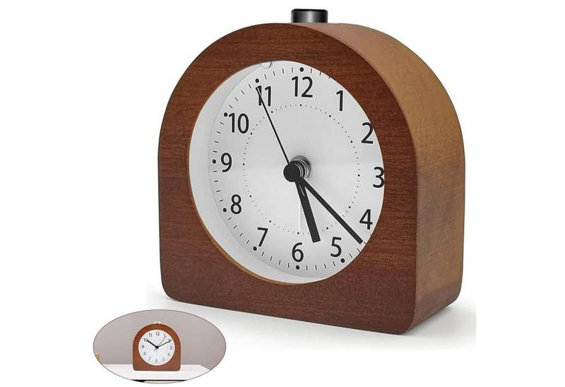 MODFU Wecker Analog Alarm Uhr Holz Tischuhr Retro Nachttischwecker Reisewecker mit Schlafuhr 5 Minuten Snooze und Lichtknopf von MODFU