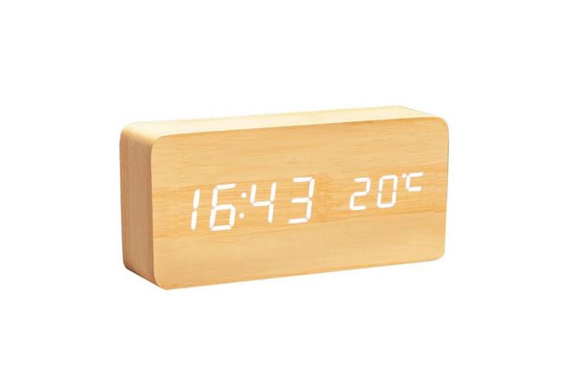 MODFU Wecker Digitaler Holzmaserung Wecker LED-Anzeige USB-Ladeanschluss Große Ziffern Display 3 Helligkeit Alarmer Weckuhr von MODFU
