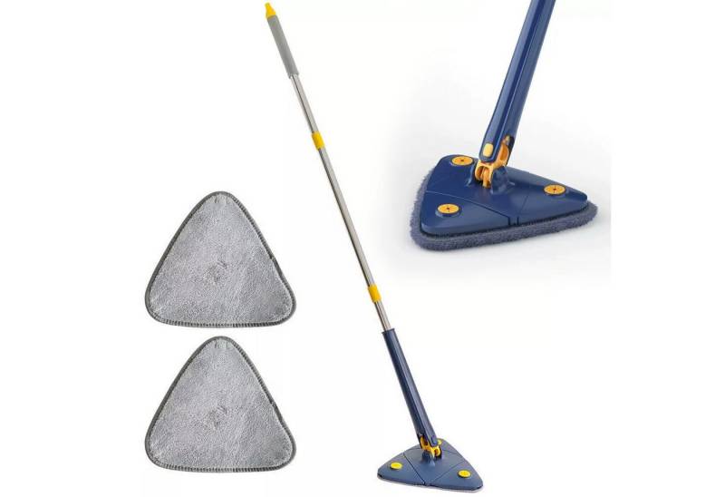 MODFU Wischmopp 2 in 1 Dreieck Mikrofaser Mopp mit 360° Drehkopf, Teleskop-Schrubber Bürste mit Push-Pull Auswringsystem, für Boden Wand Fliesen Glaswand Decke Hartholz Fenster usw. von MODFU