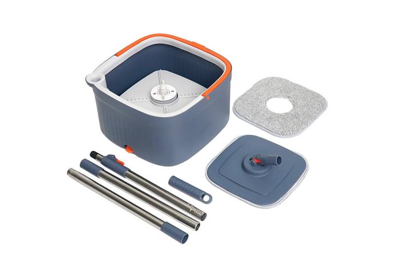 MODFU Wischmopp 2in1 Schleudermopp und Eimer Set Rechteck-Mopp Wischset, Eimer, mit Teleskopstiel für alle Hartböden von MODFU