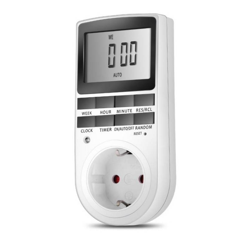MODFU Zeitschaltuhr Digitale Zeitschaltuhren Timer Steckdose Zeitschaltuhr-Steckdose, mit 10 täglichen konfigurierbaren Programme, 1-St., LCD Display und Anti-Theft-Zufallsmodus mit unendlichem Zyklus, Täglich für Innen 230V / 16A / 3680W von MODFU