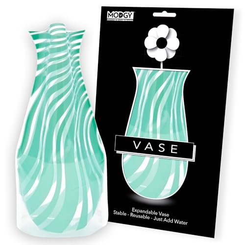 MODGY Faltbare und erweiterbare Vase - Desperado Mint, 26 x 15.9 cm - BPA-freier Kunststoff, stabile und wiederverwendbare Vase, perfekte Dekoration für Ihr Zuhause, Hochzeiten und Veranstaltungen von MODGY