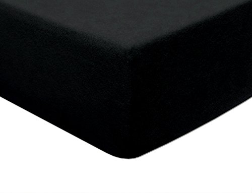Spannbetttuch Spannbettlaken Frottee 70x160 Gummizug bis zu 5 cm Matratzenhöhe Farbauswahl (schwarz) von MODHAUS