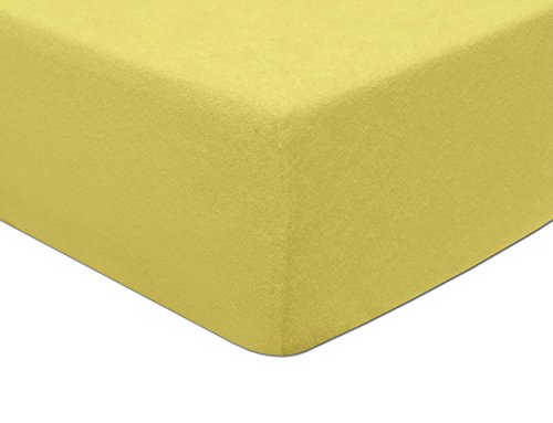 MODHAUS Spannbetttuch Spannbettlaken Frottee 80x160 Gummizug bis zu 5 cm Matratzenhöhe Farbauswahl (Creme/hellgelb) von MODHAUS