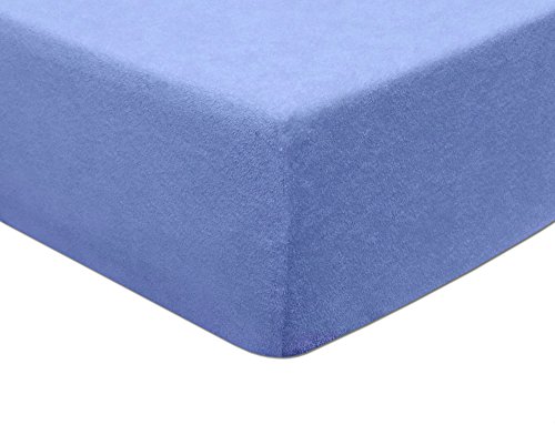 MODHAUS Spannbetttuch Spannbettlaken Frottee 80x160 Gummizug bis zu 5 cm Matratzenhöhe Farbauswahl (blau) von MODHAUS