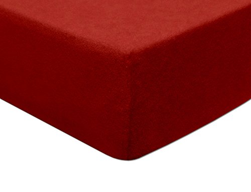 MODHAUS Spannbetttuch Spannbettlaken Frottee 80x160 Gummizug bis zu 5 cm Matratzenhöhe Farbauswahl (rot) von MODHAUS