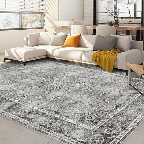 MODIURBAN Teppich 160x230cm Waschbarerteppich für Wohnzimmer Retro Rugs for Living Room Grau Weich rutschfest Groß Teppich Vintage Kurzflor Schlafzimmer Teppiche für Esszimmer Büro Deko MODIURBAN Teppich 160x230cm Waschbarerteppich für Wohnzimmer Retro Rugs for Living Room Grau Weich rutschfest Groß Teppich Vintage Kurzflor Schlafzimmer Teppiche für Esszimmer Büro Deko von MODIURBAN