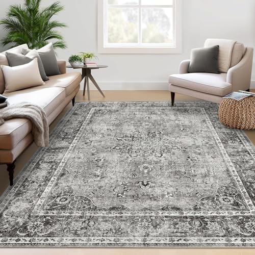 MODIURBAN Teppich 200x290cm Waschbarerteppich für Wohnzimmer Retro Rugs for Living Room Grau Weich rutschfest Groß Teppich Vintage Kurzflor Schlafzimmer Teppiche für Esszimmer Büro Deko MODIURBAN Teppich 200x290cm Waschbarerteppich für Wohnzimmer Retro Rugs for Living Room Grau Weich rutschfest Groß Teppich Vintage Kurzflor Schlafzimmer Teppiche für Esszimmer Büro Deko von MODIURBAN