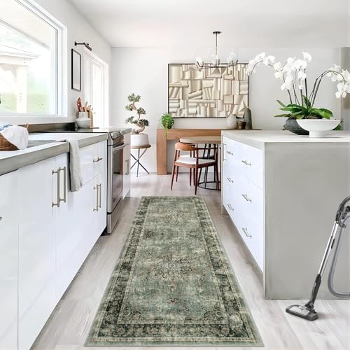 MODIURBAN Teppich Wohnzimmer 80x150cm Altgrün Vintage Teppiche Wohnzimmerteppich Schlafzimmerteppich Waschbarerteppich Rutschfester Teppich für Küche, Flur, Esszimmer MODIURBAN Teppich Wohnzimmer 80x150cm Altgrün Vintage Teppiche Wohnzimmerteppich Schlafzimmerteppich Waschbarerteppich Rutschfester Teppich für Küche, Flur, Esszimmer von MODIURBAN
