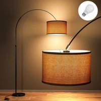 Dekorative Bogenlampe led E27 9W 3000K Ø33CM Stoffschirm Leinen Beige 165-180 cm Stehlampe für Wohnzimmer Schlafzimmer Büro Hotel - Modlicht von MODLICHT