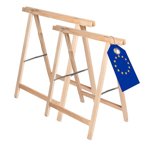 MODO24 Holzbock Klappbock Arbeitsbock Tapezierbock Sägebock Montagebock Unterstellbock SDKM, 2er-SET, 73x73x44 cm, Natur unbehandelt von MODO24