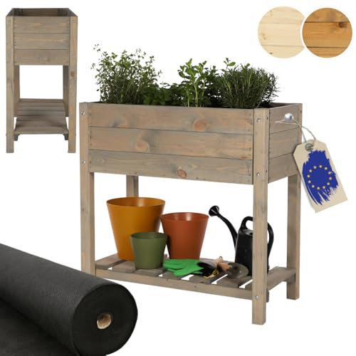 MODO24 Hochbeet aus Holz mit Ablage, Pflanzkübel auf Beinen, Kiefernholz Pflanzkasten Outdoor Garten Terrasse Gemüsekiste Blumenbeet Kräuterkasten Pflanztisch, Gartenkiste, 78x78x40 cm Farben: Grau MODO24 Hochbeet aus Holz mit Ablage, Pflanzkübel auf Beinen, Kiefernholz Pflanzkasten Outdoor Garten Terrasse Gemüsekiste Blumenbeet Kräuterkasten Pflanztisch, Gartenkiste, 78x78x40 cm Farben: Grau von MODO24