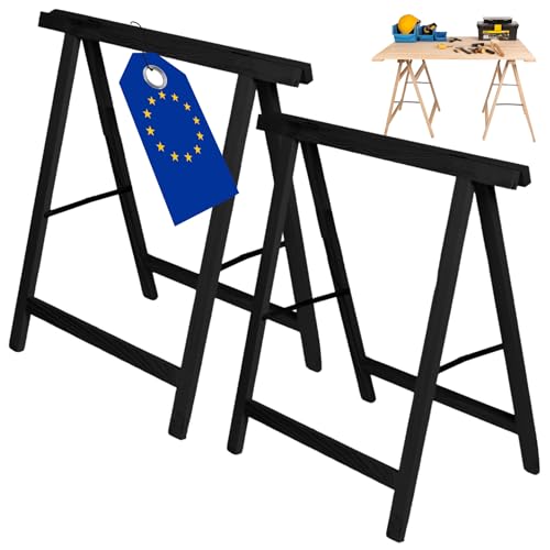 MODO24 Holzbock Klappbock Arbeitsbock Tapezierbock Sägebock Montagebock Unterstellbock SDKM, 2er-SET, 73x73x44 cm, Farbe: Schwarz MODO24 Holzbock Klappbock Arbeitsbock Tapezierbock Sägebock Montagebock Unterstellbock SDKM, 2er-SET, 73x73x44 cm, Farbe: Schwarz von MODO24