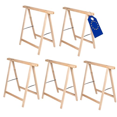 MODO24 Holzbock Klappbock Arbeitsbock Tapezierbock Sägebock Montagebock Unterstellbock SDKM, 5er-SET, 73x73x44 cm, Natur unbehandelt von MODO24