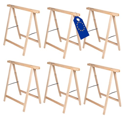 MODO24 Holzbock Klappbock Arbeitsbock Tapezierbock Sägebock Montagebock Unterstellbock SDKM, 6er-SET, 73x73x44 cm, Natur unbehandelt von MODO24
