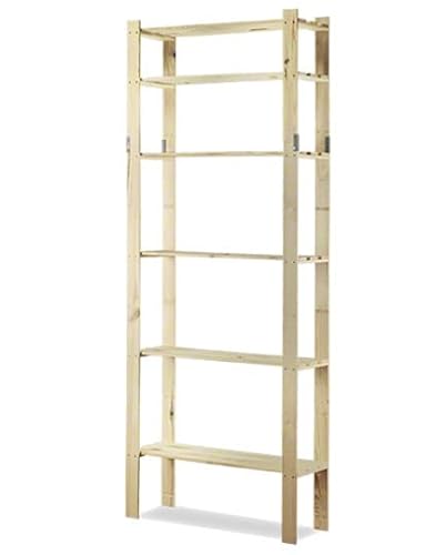 MODO24 Holzregal Keller- Lager- Bücher- Küchenregal Ständer H. 150-220 cm Serie B (B-27: HxBxT: 200x80x28 cm) von MODO24