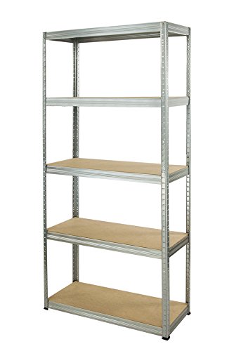 MODO24 Metallregal Steck- Werkstatt- Lager- Schwerlastregal Helios 180x100x50 cm VERZINKT oder viele Farben Tragkraft bis 400 Kg je Boden (HxBxT: 180x100x50cm, 5 Böden, 175 kg pro Boden, verzinkt) von MODO24