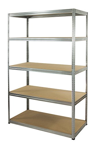 MODO24 Metallregal Steck- Werkstatt- Lager- Schwerlastregal Helios 180x110x50 cm VERZINKT oder viele Farben Tragkraft bis 400 Kg je Boden (HxBxT: 180x110x50cm, 5 Böden, 400 kg pro Boden, verzinkt) von MODO24