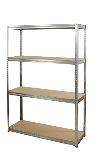 MODO24 Metallregal Steck- Werkstatt- Lager- Schwerlastregal Helios 180x110x60 cm VERZINKT oder viele Farben Tragkraft bis 400 Kg je Boden (HxBxT: 180x110x60cm, 4 Böden, 350 kg pro Boden, verzinkt) von MODO24