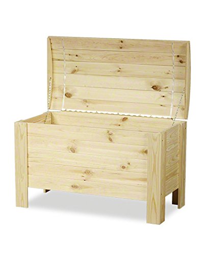 MODO24 Truhe, Holztruhe mit Deckel, Schatztruhe, Spielkiste, In- & Outdoor, Robuste, FSC-Holz, Abmessungen 50x77x40 cm, Farbe: Naturholz von MODO24