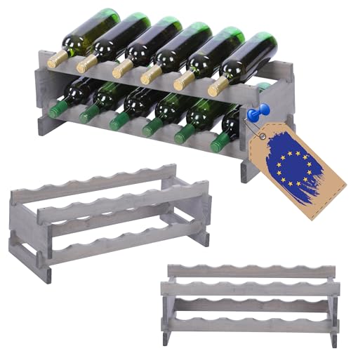 MODO24 Weinregal, Holzregal, Modulares Weinständer, Weinhalter, Flaschenständer, Flaschenregal, Modernes Getränkeregal, Weinschrank, Weinregal für 12 Flaschen, Abmessungen 23x64,8x28 cm, Farbe: Grau MODO24 Weinregal, Holzregal, Modulares Weinständer, Weinhalter, Flaschenständer, Flaschenregal, Modernes Getränkeregal, Weinschrank, Weinregal für 12 Flaschen, Abmessungen 23x64,8x28 cm, Farbe: Grau von MODO24