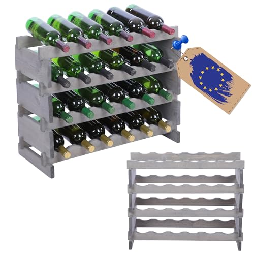 MODO24 Weinregal, Holzregal, Modulares Weinständer, Weinhalter, Flaschenständer, Flaschenregal, Modernes Getränkeregal, Weinschrank, Weinregal für 24 Flaschen, Abmessungen 51x64,8x28 cm, Farbe: Grau MODO24 Weinregal, Holzregal, Modulares Weinständer, Weinhalter, Flaschenständer, Flaschenregal, Modernes Getränkeregal, Weinschrank, Weinregal für 24 Flaschen, Abmessungen 51x64,8x28 cm, Farbe: Grau von MODO24