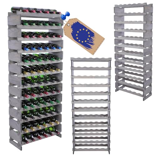 MODO24 Weinregal, Holzregal, Modulares Weinständer, Weinhalter, Flaschenständer, Flaschenregal, Modernes Getränkeregal, Weinschrank, Weinregal für 72 Flaschen, Abmessungen 163x64,8x28 cm, Farbe: Grau MODO24 Weinregal, Holzregal, Modulares Weinständer, Weinhalter, Flaschenständer, Flaschenregal, Modernes Getränkeregal, Weinschrank, Weinregal für 72 Flaschen, Abmessungen 163x64,8x28 cm, Farbe: Grau von MODO24