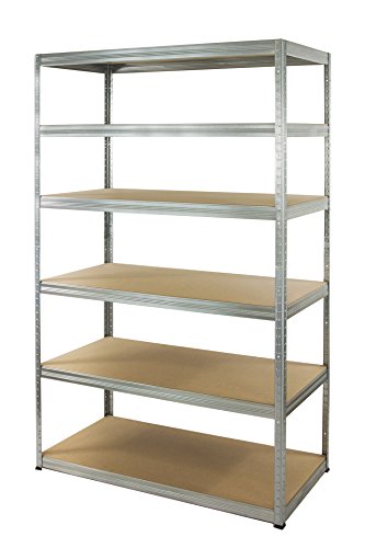 Metallregal Steck- Werkstatt- Lager- Schwerlastregal HELIOS HxBxT 213x120x60cm VERZINKT oder viele FARBEN Tragkraft bis 400 Kg je Boden (HxBxT: 213x120x60cm, 6 Böden, 275 kg pro Boden, verzinkt) von MODO24