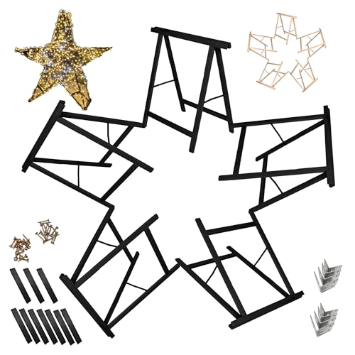 MODO24 Sägebock Holzbock, Klappbock Arbeitsbock, 5er-Set inklusive Montageteile, DIY Stern, Weihnachtsstern SET, Tapezierbock Montagebock Unterstellbock, Sternabmessungen 180x180x73 cm, Schwarz von MODO24