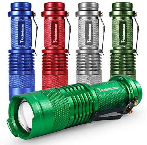 5er Pack LED MIni Taschenlampen 7W 300LM SK-68 3 Modi Verstellbarer Fokus Zoombare Q5 LED Taktische Taschenlampe für Camping-Wandernotfälle (fünf Farben) von MODOAO