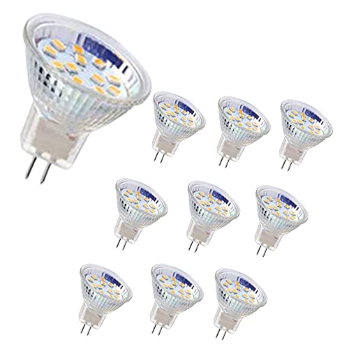 LED-Leuchtmittel, MR11, GU4, zweipoliger Sockel, 5 W, 12 V DC/AC, Halogenlampen, Warmweiß (3000 K), 10 Stück von MODOAO