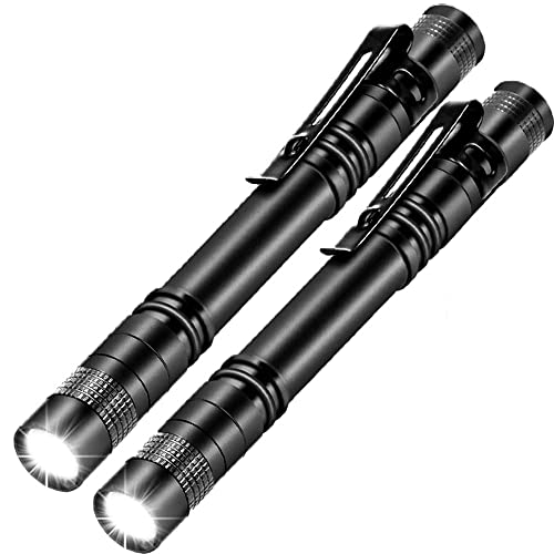 MODOAO 2 x LED Pen Lights Flashlights Tactical Pen Light with Pen Clip Aluminum Small AAA Mini Flashlight Torch for Inspection Work (5.2 inch) von MODOAO