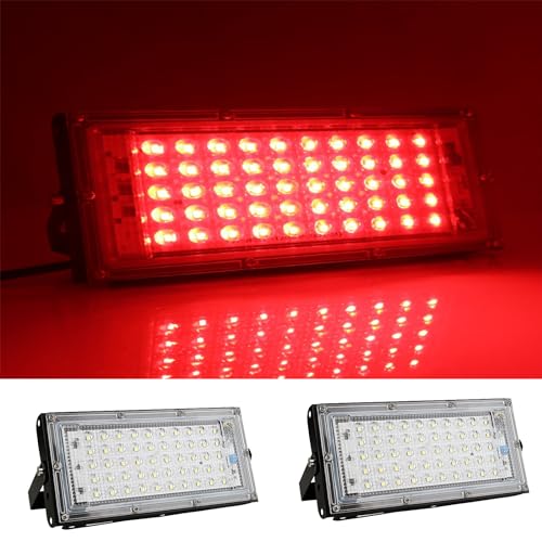 MODOAO Flutlichter für den Außenbereich, 2 Stück, 50 W, 4800 lm, Rot LED-Außenleuchte, IP66 wasserdicht, Außen-Flutlicht, für Hof, Garten, Garage, Rasen, Hof MODOAO Flutlichter für den Außenbereich, 2 Stück, 50 W, 4800 lm, Rot LED-Außenleuchte, IP66 wasserdicht, Außen-Flutlicht, für Hof, Garten, Garage, Rasen, Hof von MODOAO