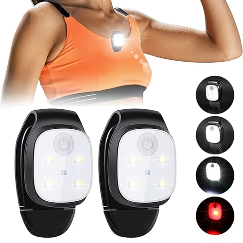 MODOAO 4 Modi LED-Nachtlauflicht Clip-Licht Mini-Hut-Frontlicht Outdoor Wasserdichtes Warnlicht USB Wiederaufladbares Campinglicht Hundespaziergangslicht Mini-Taschenlampe（2 Pack） von MODOAO