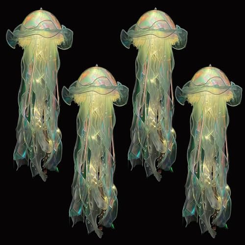 MODOAO Glitter Schillernde Quallen Licht, 4 Pack Grün Leuchtende Quallen Lampe, Tragbare Hängende Quallen Atmosphäre Dekorative Lampe, Quallen Laterne für Haus, Garten, Schlafzimmer, Aquarium, xyd233 MODOAO Glitter Schillernde Quallen Licht, 4 Pack Grün Leuchtende Quallen Lampe, Tragbare Hängende Quallen Atmosphäre Dekorative Lampe, Quallen Laterne für Haus, Garten, Schlafzimmer, Aquarium, xyd233 von MODOAO