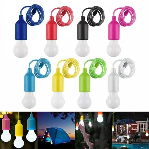 MODOAO Hängende LED-Glühbirne Camping-Zelt-Glühbirne LED-Pendelleuchte-Set Zugschnur-Glühbirne Gartenleuchte (batteriebetrieben) von MODOAO
