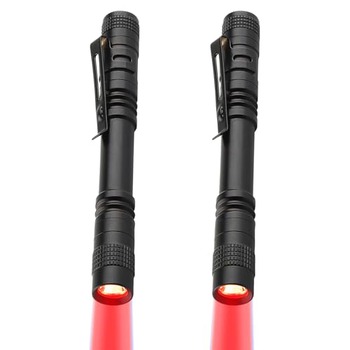 MODOAO Rotes Licht LED-Taschenlampe Tragbare Taschenlampe Notfall Kleine Taschenlampe Arbeitslicht Rotes Licht Stift-Taschenlampe für verschiedene Szenarien (2) von MODOAO