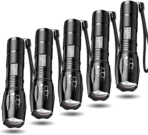 MODOAO Taktische Taschenlampe 5er Pack - Tac Light Torch Flashlight - Wie im Fernsehen gesehen Hellste LED-Taschenlampe mit 5 Modi - Einstellbare wasserdichte Taschenlampe für Biking Camping von MODOAO