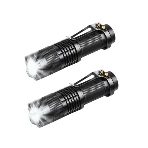 MODOAO Mini Taschenlampe Taktische Taschenlampe LED-Taschenlampe 300lm Einstellbare Fokus Zoom Licht Wasserdicht Taschenlampe für Wandern Camping (2 pack) von MODOAO