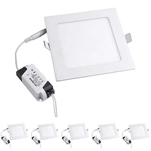 MODOAO LED-Einbauleuchte, 6 W, quadratisch, mit LED-Treiber, AC 85–265 V, Lochgröße 110 mm, Warmweiß, Kaltweiß (6 W, Kaltweiß), 5 Stück von MODOAO