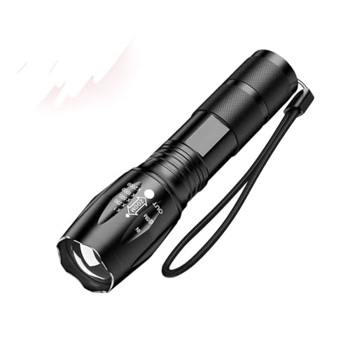 MODOAO Ultrahelle Taschenlampen, taktische LED Taschenlampe, zoombarer einstellbarer Fokus, IP65-wasserdicht, tragbar, 5 Lichtmodi für Innen und Außen, Camping, Notfall, Wandern 1 Pack von MODOAO