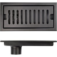 Rechteckiger Bodenablauf, 20 × 10 cm, schwarzer Edelstahl, verlängerter Bodenablauf, mit Filter, passender geruchsdichter Duschablauf von MODOU