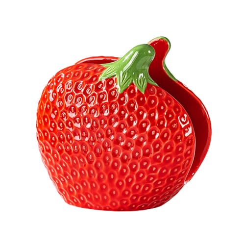 Erdbeer-Serviettenhalter, Einzigartiger Vintage-Retro-Serviettenhalter, Großer Serviettenspender, Küchenserviettenhalter für Tisch und Arbeitsplatte (Rot) von MODUDY