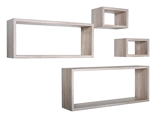 MODULARREDO | MERLINO 4er Set Wandregal, 75 x 30 cm, Eiche Sagerau von MODULARREDO