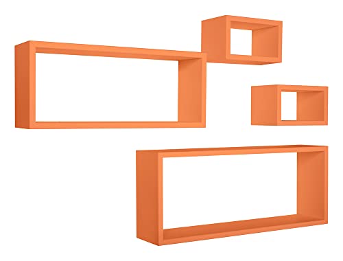 MODULARREDO | MERLINO 4er Set Wandregal, 75 x 30 cm, Orange von MODULARREDO