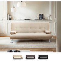 2-Sitzer Kunstleder Schlafsofa mit Armlehnen Olivina für Zuhause und öffentliche Plätze bereit zu schlafen - Beige von MODUS SOFÀ
