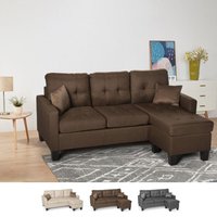 Modernes 3-Sitzer Ecksofa Pouf 2 Kissen Wohnzimmer Remissus - Braun von MODUS SOFÀ